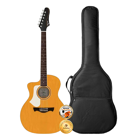 Kit Violão Canhoto Tagima Rio Negro Amber TEQ-8 Capa