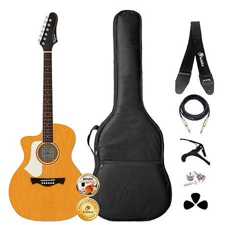 Kit Violão Canhoto Tagima Rio Negro Amber TEQ-8 Completo