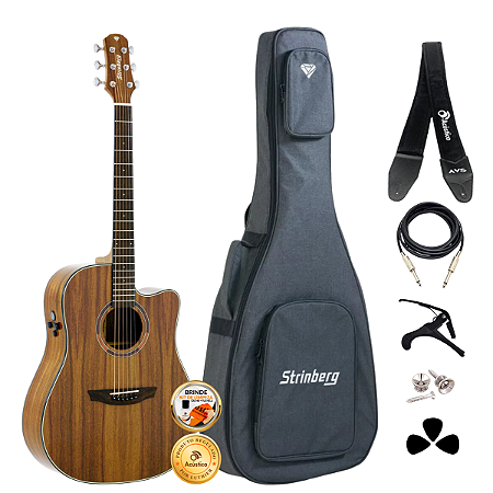 Kit Violão Strinberg Diamond DD1C Koa Folk SE-X Completo