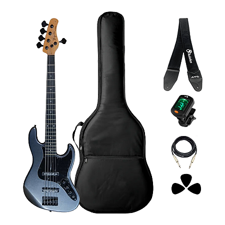 Kit Baixo Tagima Jazz TW-73 5 Cordas Deep Silver Completo