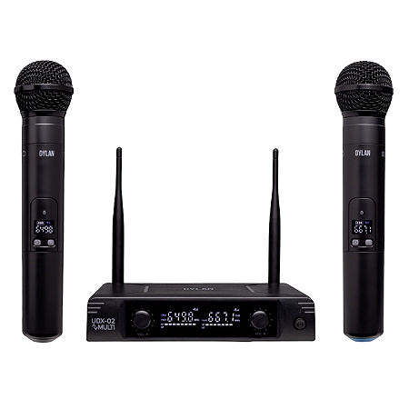 Microfone Sem Fio Duplo UHF Profissional Dylan UDX-02