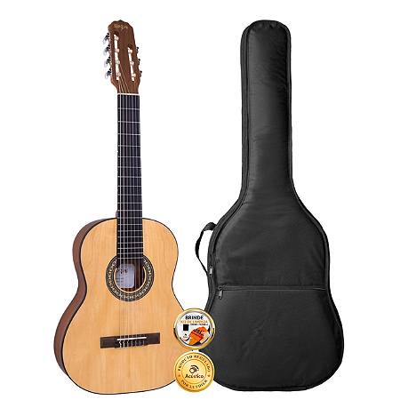 Kit Violão Nylon Estudante 7 Cordas Rozini Rx207 Com Capa