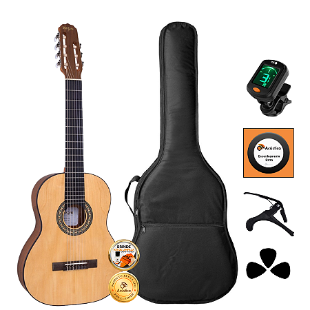 Kit Violão Nylon Estudante 7 Cordas Rozini Rx207 Completo
