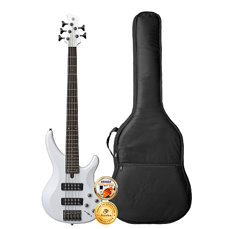 Kit Contrabaixo Yamaha TRBX305 5 Cordas Ativo Branco Com Capa