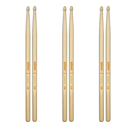 Baqueta De Bateria Williams Hickory 5B Hard Rock 3 Pares