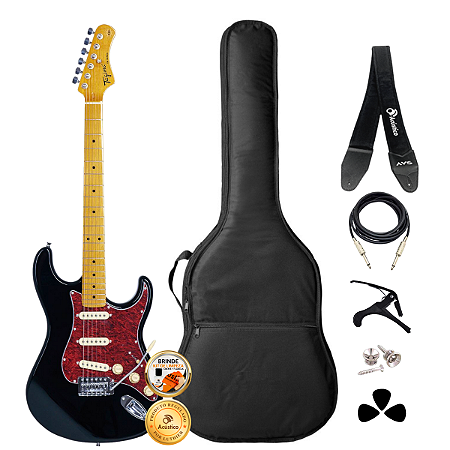 Kit Guitarra Stratocaster Tagima TG-530 Preta TT Completo