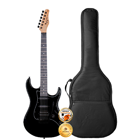 Kit Guitarra Stratocaster Tagima TG-520 Preto Com Capa