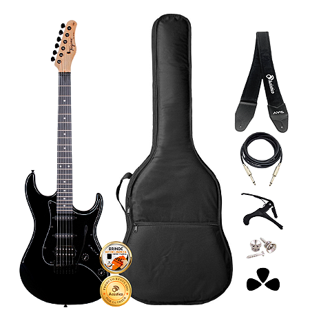 Kit Guitarra Stratocaster Tagima TG-520 Preto Completo