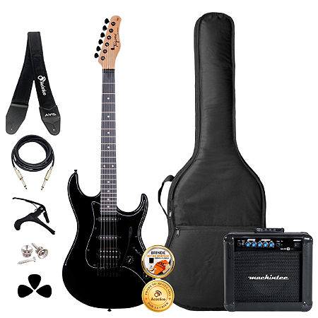 Guitarra Stratocaster Tagima TG-520 Preto Acessórios + Ampli