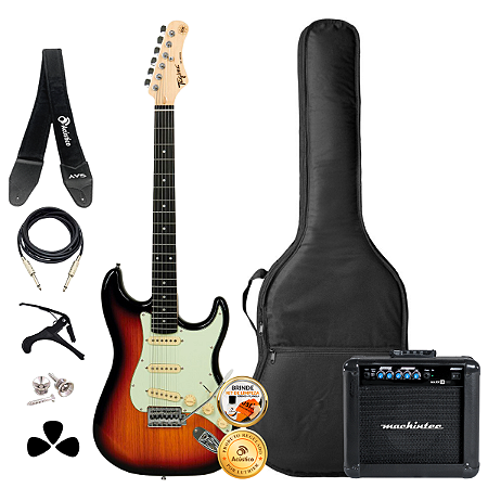 Guitarra Stratocaster Tagima TG-500 SB Acessórios + Ampli