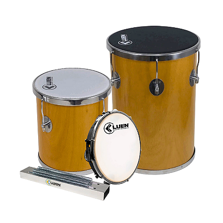 Kit Samba Luen Com Pandeiro Repique Rebolo e Reco-Reco