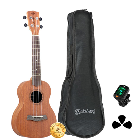 Ukulele Concert Strinberg Acústico UK06C Afinador + Palhetas