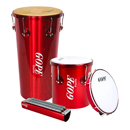Kit Percussão Resenha Gope Pandeiro + Rebolo + Repique + Reco