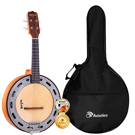 Kit Banjo Elétrico Estudante Rozini RJ14 Caixa Larga Fosco Capa