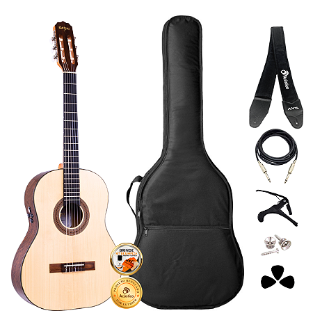 Kit Violão Elétrico Nylon Rozini Studio Rx210 Completo