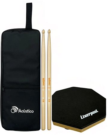 Baqueta 5B Hickory Williams Hard Rock Capa + Pad De Estudo