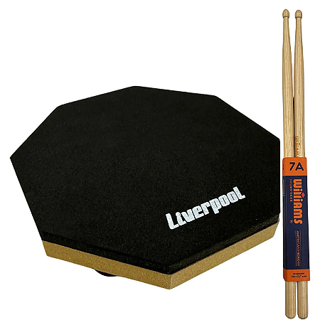 Kit Baqueta De Bateria 7A Hickory Williams Jazz + Pad De Estudo