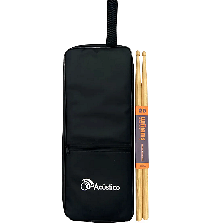 Kit Baqueta De Bateria Williams Hickory 2B Heavy Rock + Capa