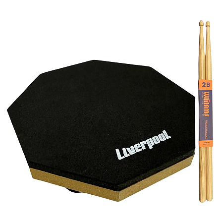 Kit Baqueta De Bateria Williams Hickory 2B Heavy Rock + Pad