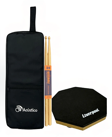 Kit Baqueta 2B Williams Hickory Heavy Rock Com Capa + Pad