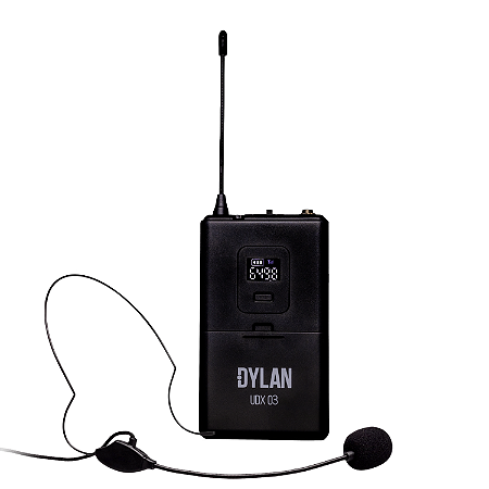 Microfone Sem Fio Headset Lapela Dylan UDX-03 Multi 30 Canais