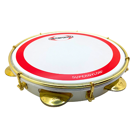 Pandeiro Contemporânea 10" Super Nylon Branco Em Madeira