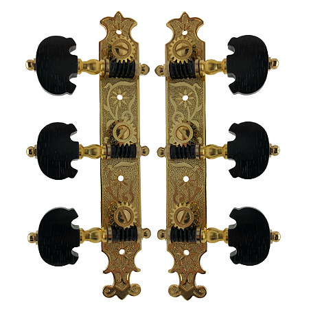 Tarraxa De Violão Nylon Rozini Dourada Pino Grosso Botão Escuro