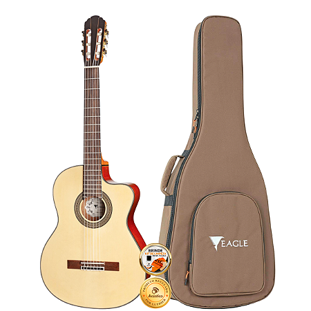Violão Nylon Ativo Eagle CH800 Natural Clássico Verniz + Bag