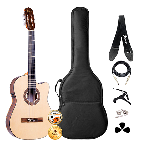 Kit Violão Elétrico Nylon Rozini Profissional Rx515 Completo