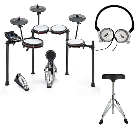 Kit Bateria Eletrônica Alesis, Fone e Banco