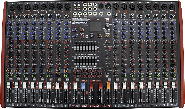 Mesa De Som Soundvoice Platina Ms-16 Canais 7 Auxiliares