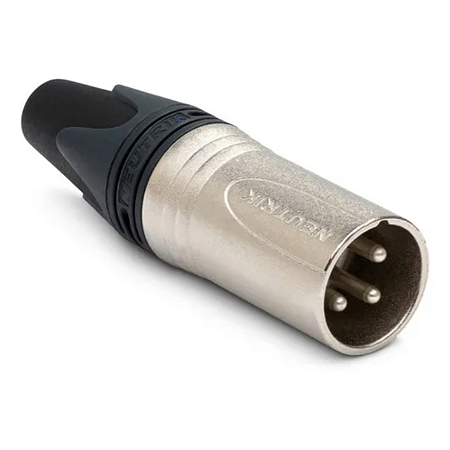 Conector XLR niquelado aéreo macho Neutrik NC3Mxx de 3 pinos