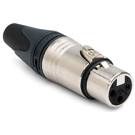 Conector XLR niquelado fêmea Neutrik NC3Fxx de 3 pinos