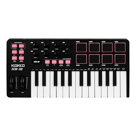 Teclado Controlador MIDI Kokko Beat Maker Machine 25 Teclas