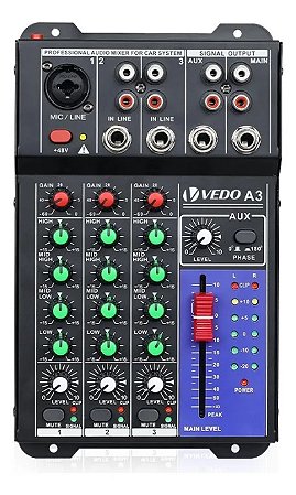 Mini Console De Mixagem Profissional Vedo 3 Canais 48V