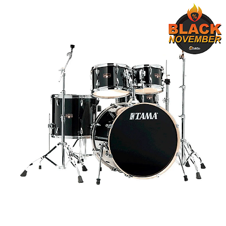 Bateria Tama Imperial Star Hairline Black 5 Peças