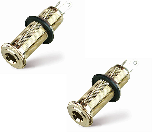 Jack Blindado De Guitarra E Baixo Dourado Stereo T3GD 2 UND