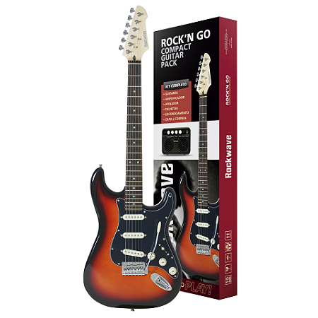 Kit Guitarra Completo Iniciante Rockwave RGK50 SB Sunburst