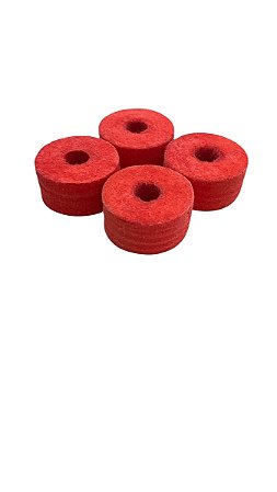 Kit De Feltro Para Prato De Bateria Liverpool Vermelho 4 Unid.