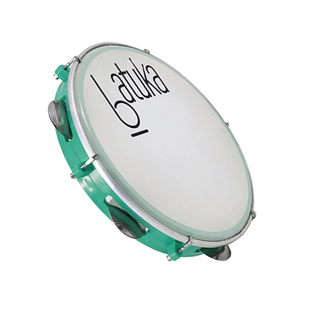Pandeiro Luen Batuka 10 Pol ABS Verde Plat Inox 6 Afinações