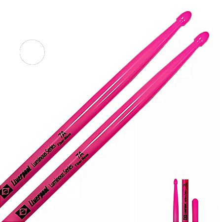 Baqueta 7A Liverpool Luminous Series Neon Fluorescente Roxo