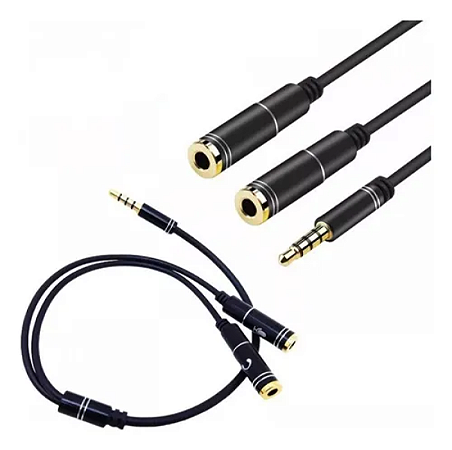 Cabo Adaptador P3 Macho P/ 2XP2 Fêmea MXT Dourado 20cm