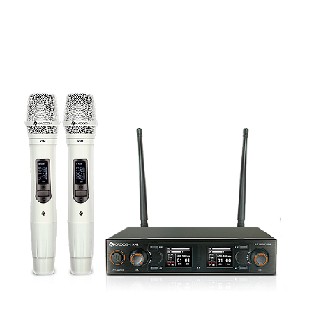 Microfone de Mão Kadosh Sem Fio Duplo K502m Branco