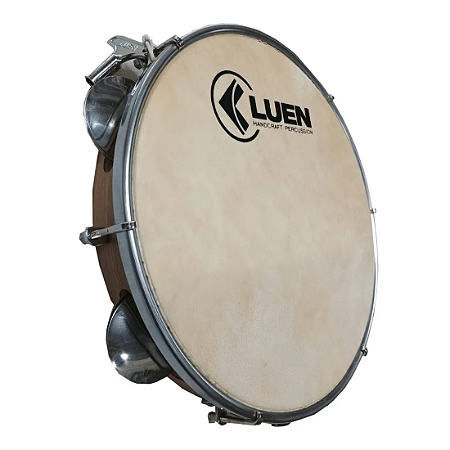 Pandeiro Luen 12 Pol Madeira Pele Animal Plat. Inox Luen