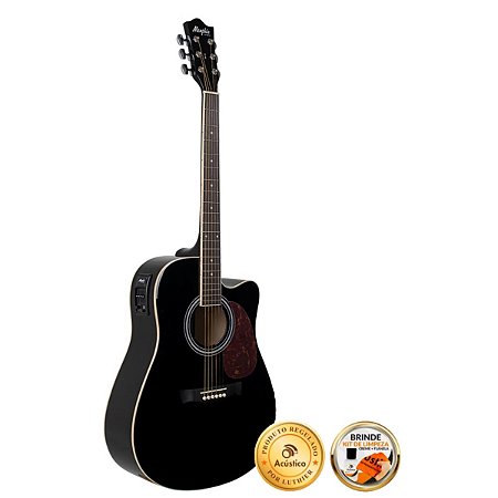 Usado Violão Elétrico Aço Tagima Memphis Md-18 Folk Preto