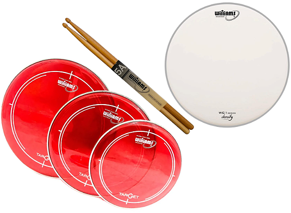 Kit Peles Williams Target Red 10, 12, 16 WC1-14 + Baquetas