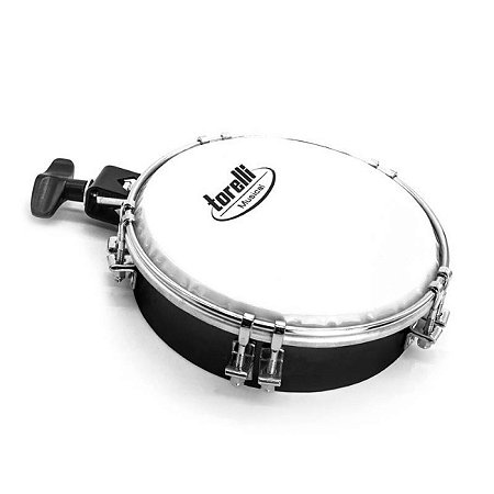 Tamborim de Aço Preto Com Clamp Profissional Torelli