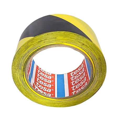 Fita de Demarcação Zebrada Preta e Amarela 50mmx33m Tesa