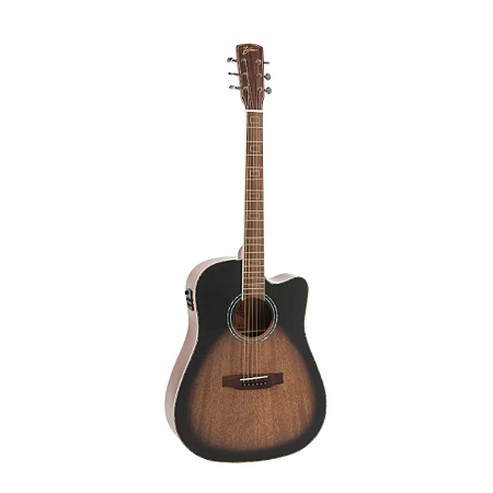 Violão Elétrico Aço Zellmer Heritage Greyburst Cutaway Gloss