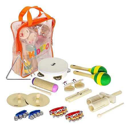 Kit Bandinha Rítmica Percussão Infantil Com 10 Instrumentos